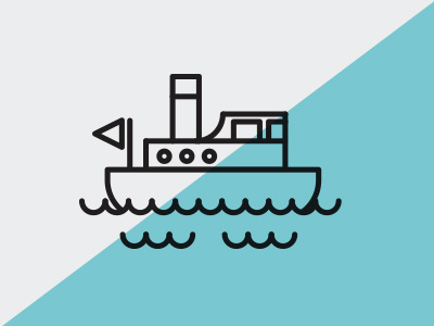 Glub-Glub boat flag icon illustration simple steam boat waves