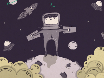 space dream astronaut boy dream illustration space