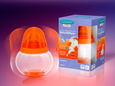 Rocking Feeding Bottle 3d 3d visuals baby blender bottle design feeding bottle orange packaging packaging design purple vibe studio