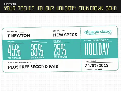 Holiday Ticket airplane boarding email glasses holiday online pass plane spectacles ticket web