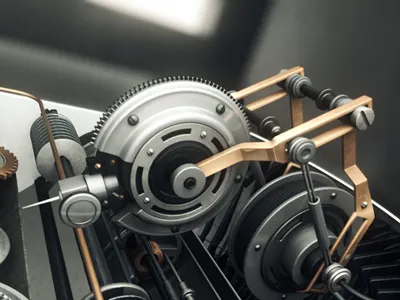 Typewriter 2050 3d cinema4d modeling motion needle pin typewriter