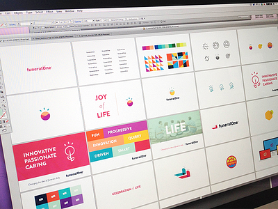 Branding Explorations Week 1 branding celegrate clean color focus lab fun funeralone identity life lively logo simple