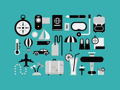 Travel flat flaterrifics icons illustration travel