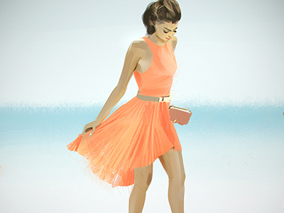 Dress painting beach clutch dress fashion illustration model painting summer