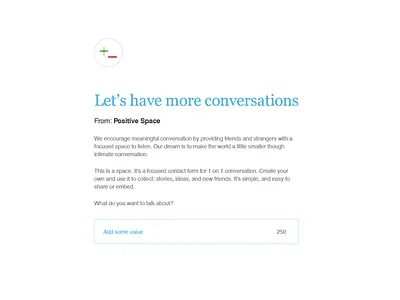 +_ Positive Space concept distraction free mindful focus simple work in progress browser