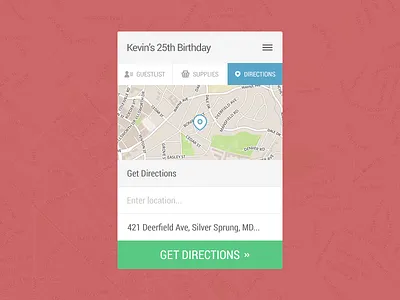 Party Planning App app design directions flat map party