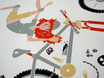 Broken Bike biking colour cycling funny illustration print