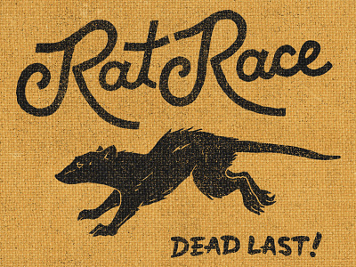 Rat Race copic hand drawn illustration ink lettering marker pen rough script the daily grind type vintage
