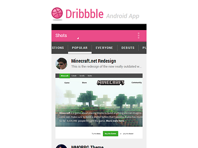 Dribbble Android App - Full CSS android android app app dribbble dribbble app