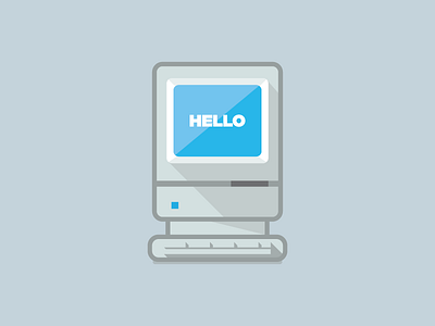 Hello apple computer flat icon illustration long shadow project