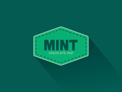 Mint Chocolate Chip badge cream design flat ice long mint shadow stitch web
