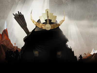 samurai arrow dark helmet illustration low poly samurai