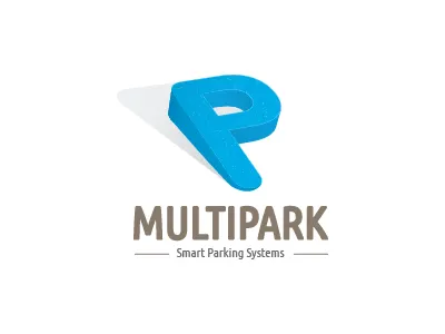 Multipark Logo 3d auto car clean logo minimal parking typography
