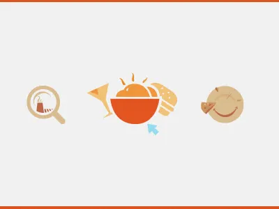 Icons beverages burger choose cursor food icons magnifying glass menu pizza plate search hotel smile