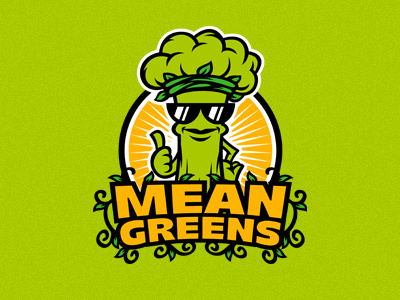 Mean Greens food green health juices logo restaurant salad vegetable wraps