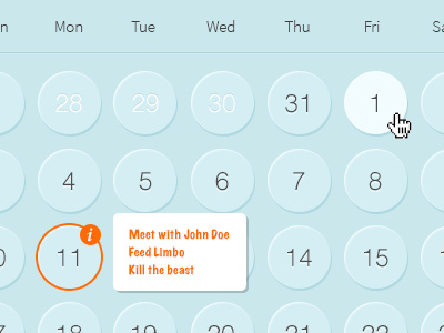 Calendar blue calendar circular days helvetica minimal numbers orange radius source sans tooltip ui