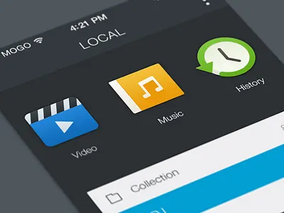 LOCAL china flat history icon ios7 iphone mogo music play ui video