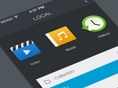 LOCAL china flat history icon ios7 iphone mogo music play ui video