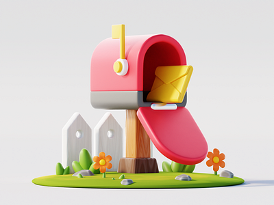 Mailbox - 3D Illustration 3d 3d icon 3d illustration blender blender 3d cycles eevee email illustration mail mailbox messages