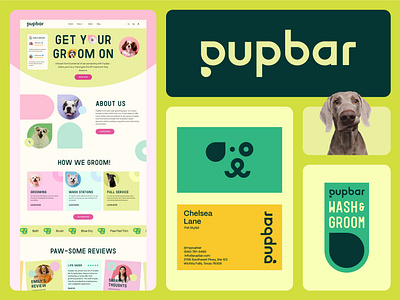 Pupbar Branding and Packaging Design - Pets 3d animal brand identity branding cute dog emblem logo logo design packaging pet branding pet food pets ui veterinary website website design