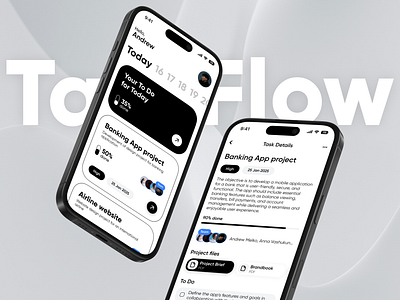 TaskFlow - Task Manager App app dates design mobile mobile app mobile application notion productivity task task list task manager tasks to do todo ui user interface ux work list