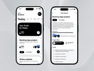 TaskFlow - Task Manager App app dates design mobile mobile app mobile application notion productivity task task list task manager tasks to do todo ui user interface ux work list