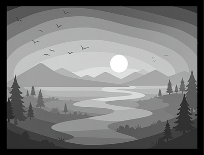 Rebound of Illustrate a Monochromatic Landscape 🌄 graphic design minimal vector