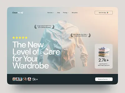 Wardrobe Care Web Design clean cleaning service clothing design fashion figma home page homepage interface landing page minimal outfits service website style ui wardrobe web design website design website ui