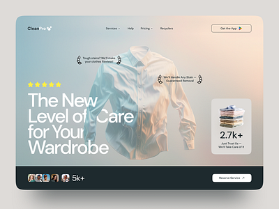 Wardrobe Care Web Design clean cleaning service clothing design fashion figma home page homepage interface landing page minimal outfits service website style ui wardrobe web design website design website ui