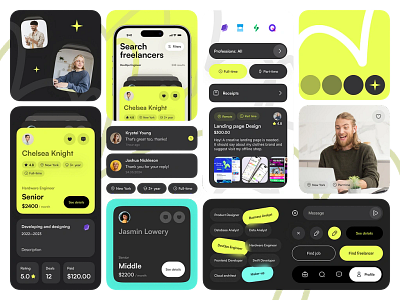 Mobile UI Kit for a Freelancer App graphic design ui