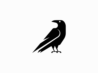 Raven Logo animal bird black branding crow design emblem geometric icon illustration logo mark minimalist nature raven vector wings