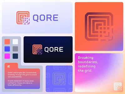 QORE - Logo Design branding branding design creative logo design freelance logo gradient branding gradient logo identity logo modern logo more texture logo visual identity design vivid branding vivid logo