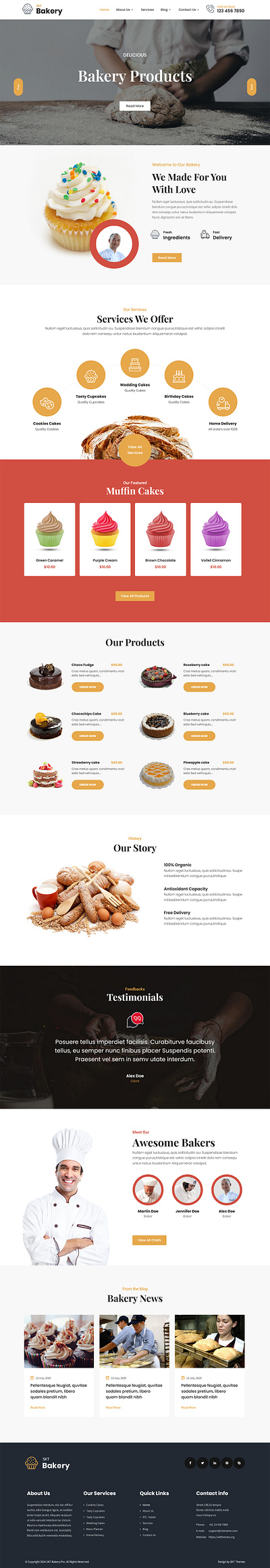 SKT Bakery Lite - Free Responsive Bakery WordPress Theme 3d animation bakery branding design graphic design illustration logo motion graphics responsive theme design ui website builder wordpress wordpress design wordpress development wordpress template wordpress theme