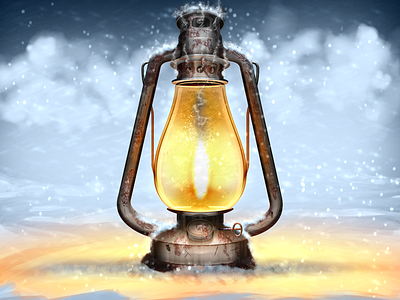 Old Lantern artic cold lantern light old rust snow texture warm