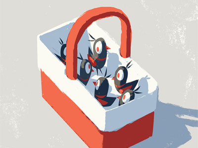 Birds in a Picnic Basket birds illustration picnic