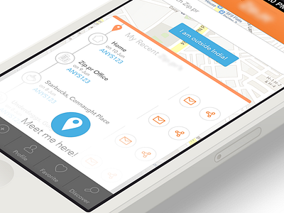 Locate location mail map nashatwork search share timeline ui ux