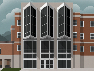 Division of IT 2013 Annual Report annual report building campus college flat illustration radford university shadows windows