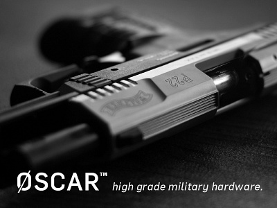 Oscar-High Grade Military Hardware Logo logotype military typemark typographic white wordmark