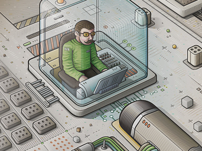 Mi Factory: system supervisor detail illustration machinery mechanical vector