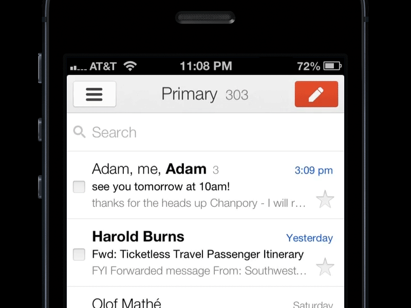 Gmail 2.0 Actions Bar Animation animation apple gmail google ios iphone retina