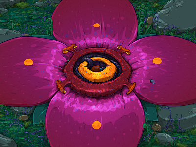 Watcher eyes flower forest illustration vector