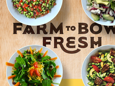 Farm to Bowl Fresh bowl farm fresh organic salad type typography woodgrain