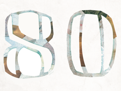 80 0 8 80 collage earthy number paper texture typography