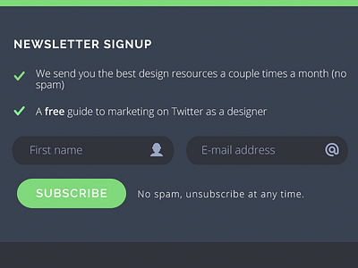 Newsletter e mail address first name form input fields newsletter raleway signup subscribe