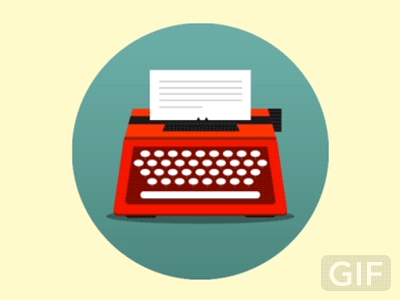 Red typewriter 2d animation circle fede cook flat gif animated icon keys motion graphics paper red typewriter write