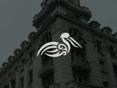 PelicanProperties abstract bird black and white logo minimal pelican properties real estate simple