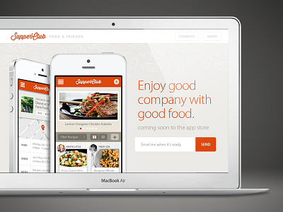 SupperClub App app coming soon food friends iphone landing page mobile responsive responsive design social supper club supperclub