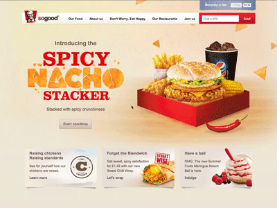 Subtle nacho (gif) animation chicken food landing page movement parallax simple subtle website