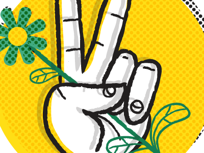 peace flower halftone peace print yellow