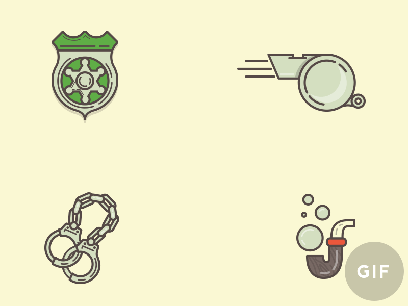 Scottland yard! badge bubbles handcuffs icon illustration pipe whistle